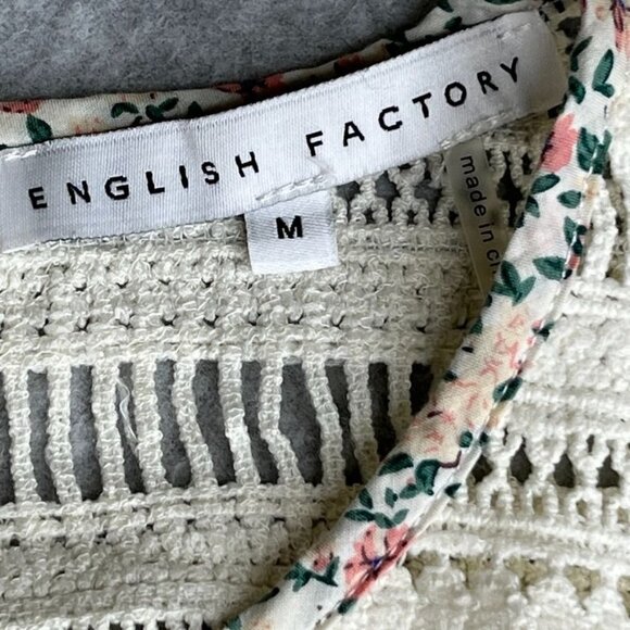 English Factory Women's Floral Lace Trim Dress Size M Shift Button Close - Picture 12 of 15